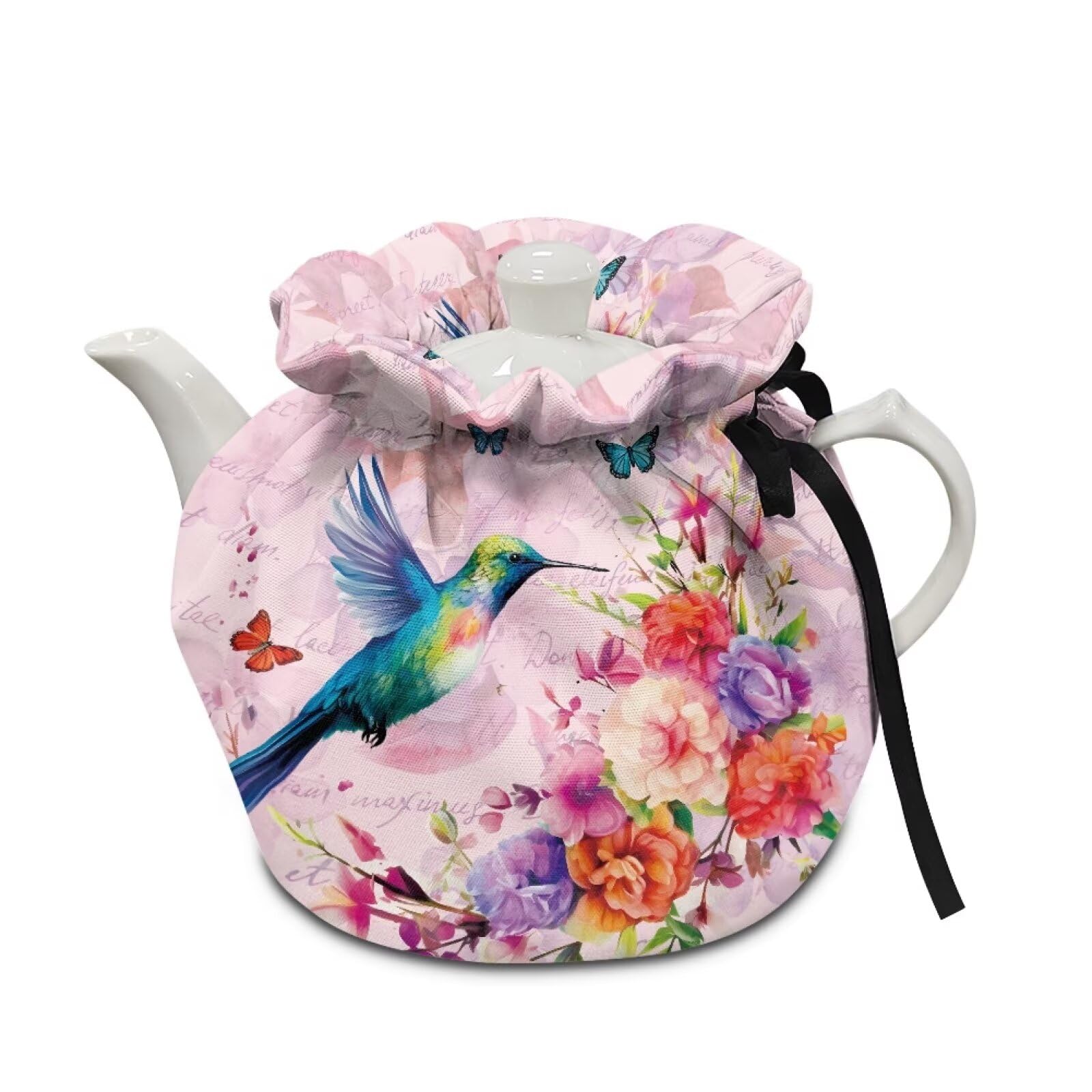 Colorful Hummingbird Tea Cosy Cover of Teapots Tea Pot Dust Cover with Elastic Band Insulated Kettle Cover Breakfast Warmer for Home Kitchen Decorative Accessories