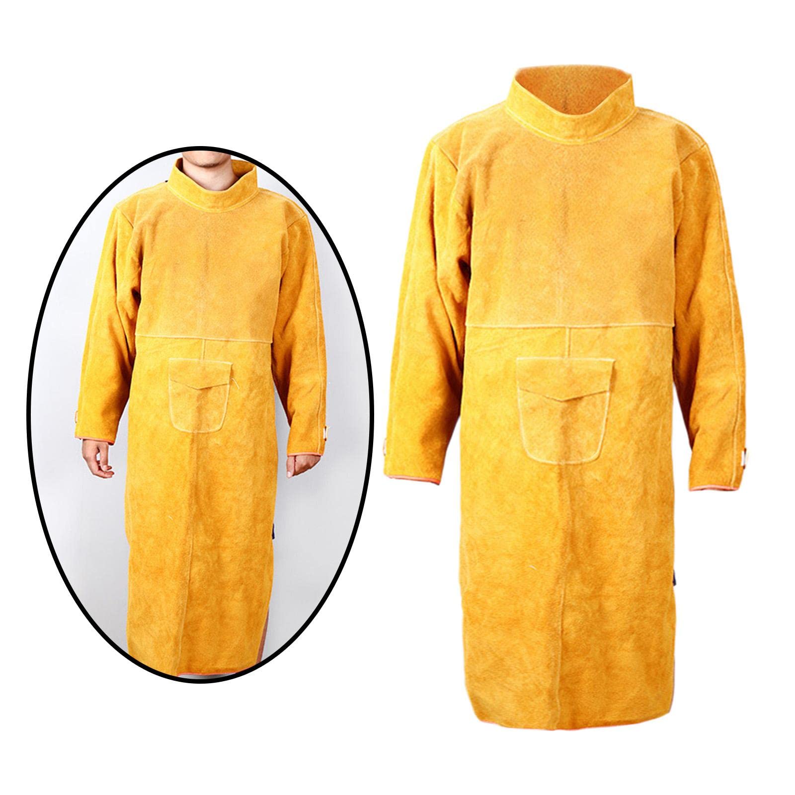 Chaqueta de Soldar de Cuero Ty, Delantal Protector, Ropa de Soldador, Traje de Soldador, Delantal de, Equipo para Barbacoa de Jardín O, 120cm
