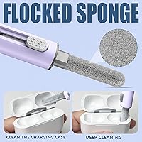 Vista 3 de 【1 Pack】 Kit limpiador para estuche de Airpods 4, kit de limpieza en forma de pluma con cepillo suave y esponja de fieltro para estuches de carga