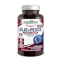 Equilibra Omega 3, Olio di Pesce da 2156mg, EPA 582mg e DHA 388mg per Dose max, Scorta 2 mesi, 60 capsule, Normale Funzione Cardiaca, Funzionalità Cerebrale e Capacità Visiva, Senza Glutine e Lattosio