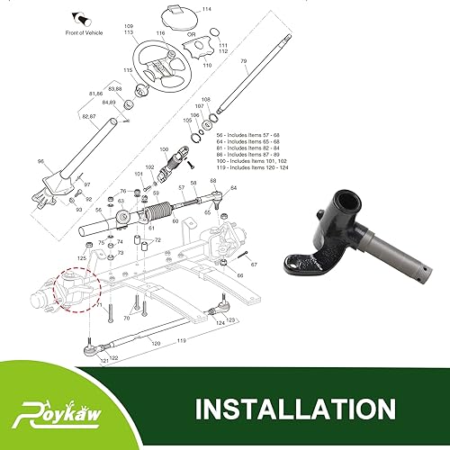 Miniatura 6 de Roykaw EZGO TXT - Conjunto de husillo para modelos de carrito de golf eléctrico y gas 2001 en adelante, lado del conductor, reemplaza al OEM #