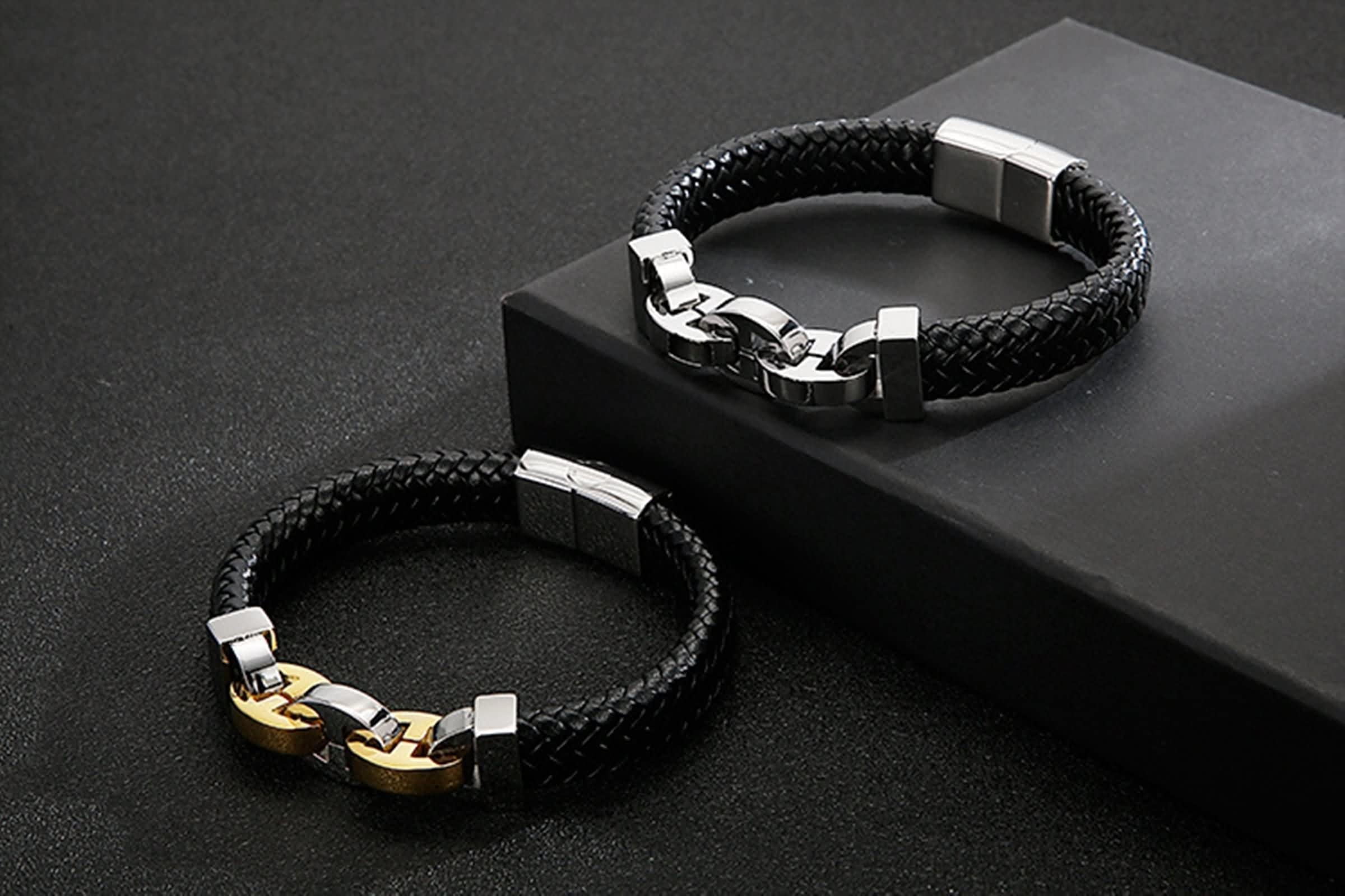 Herren Armband Metall, Armband Edelstahl Korbgeflecht Flechten Geburtstag Schmuck Geschenk für Herren