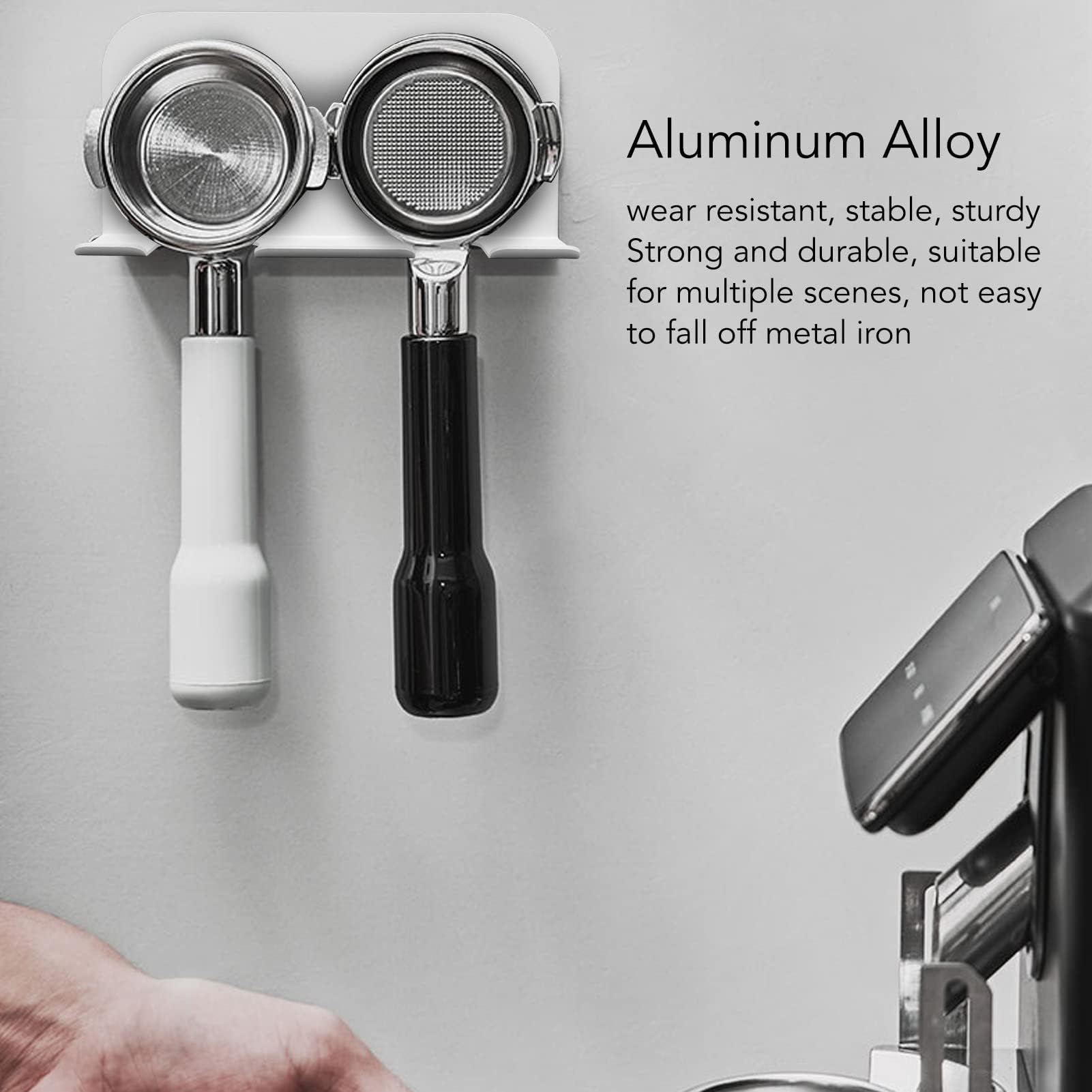 Coffee Portafilter Wall Mount Rack, Bottomless Handle Ear Bracket, Espresso Machine Handle Hanger, Coffee Machine Wall Mount Cabinet(white)