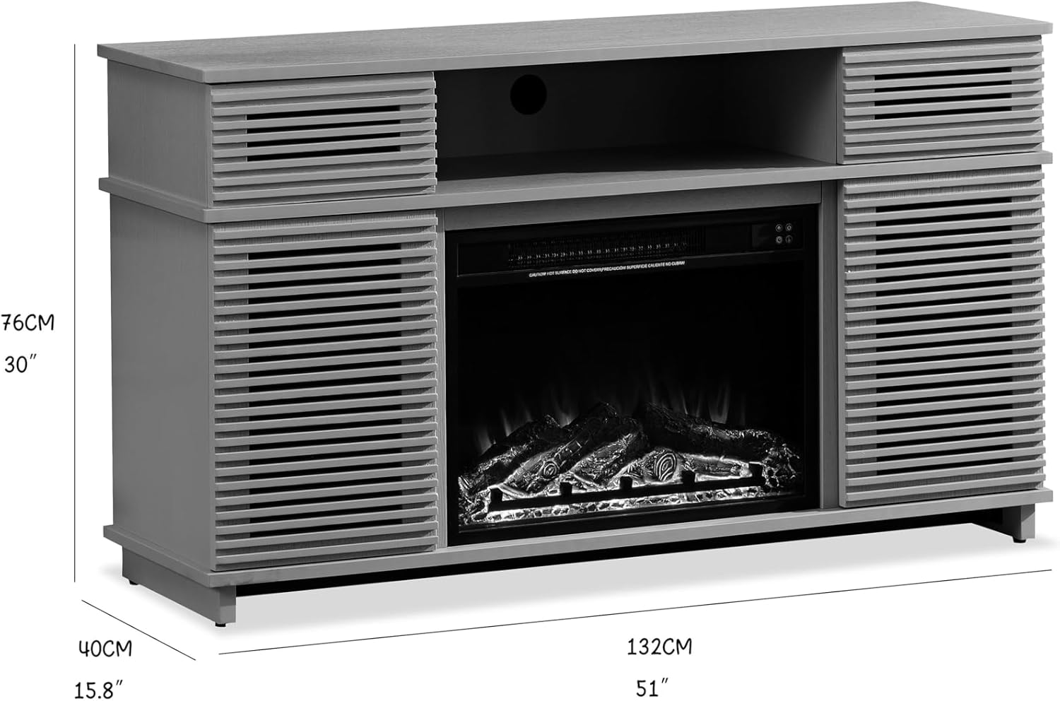 Electric Fireplace TV Stand for TVs up to 51'' with 3 Color, Media Entertainment Center Console Table with Doors Closed Storage (Black)