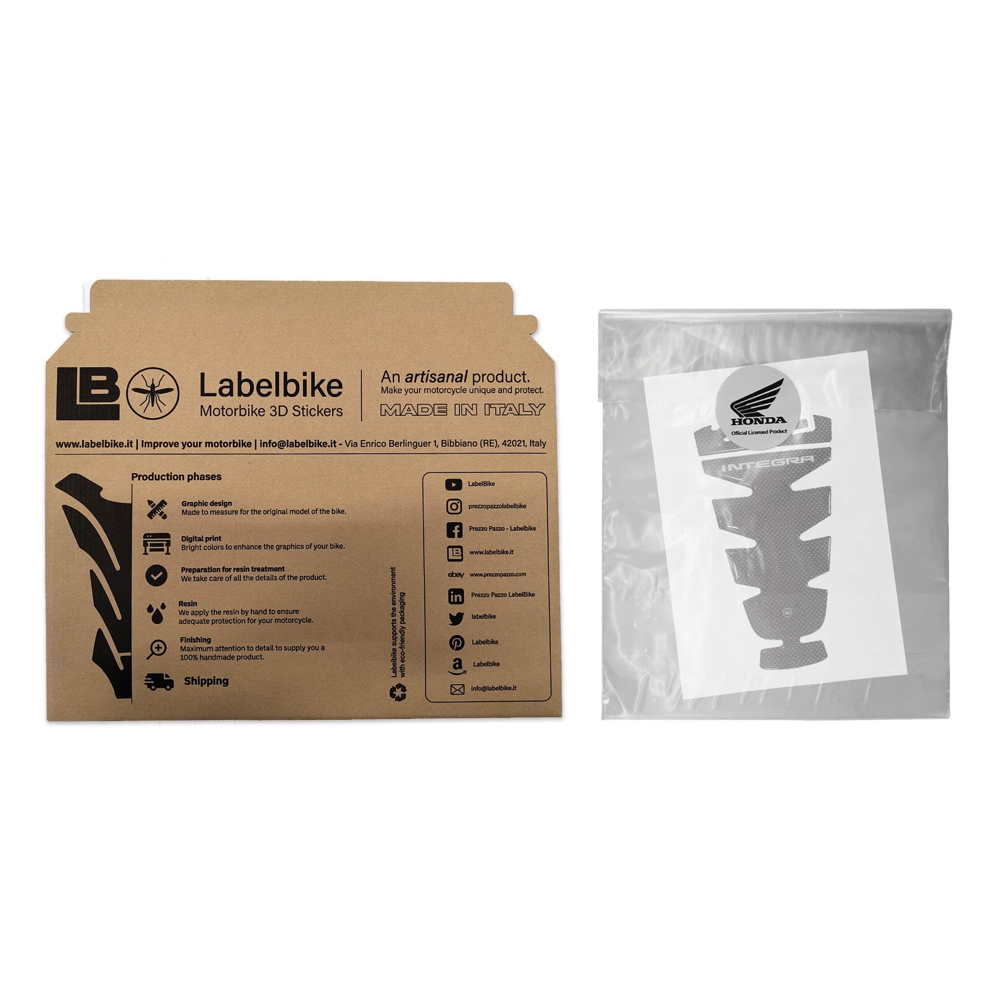labelbike - Adesivo 3D Moto Tunnel Centrale Decorazione e Protezione con Licenza Ufficiale Honda in Resina compatibile con HONDA INTEGRA 750