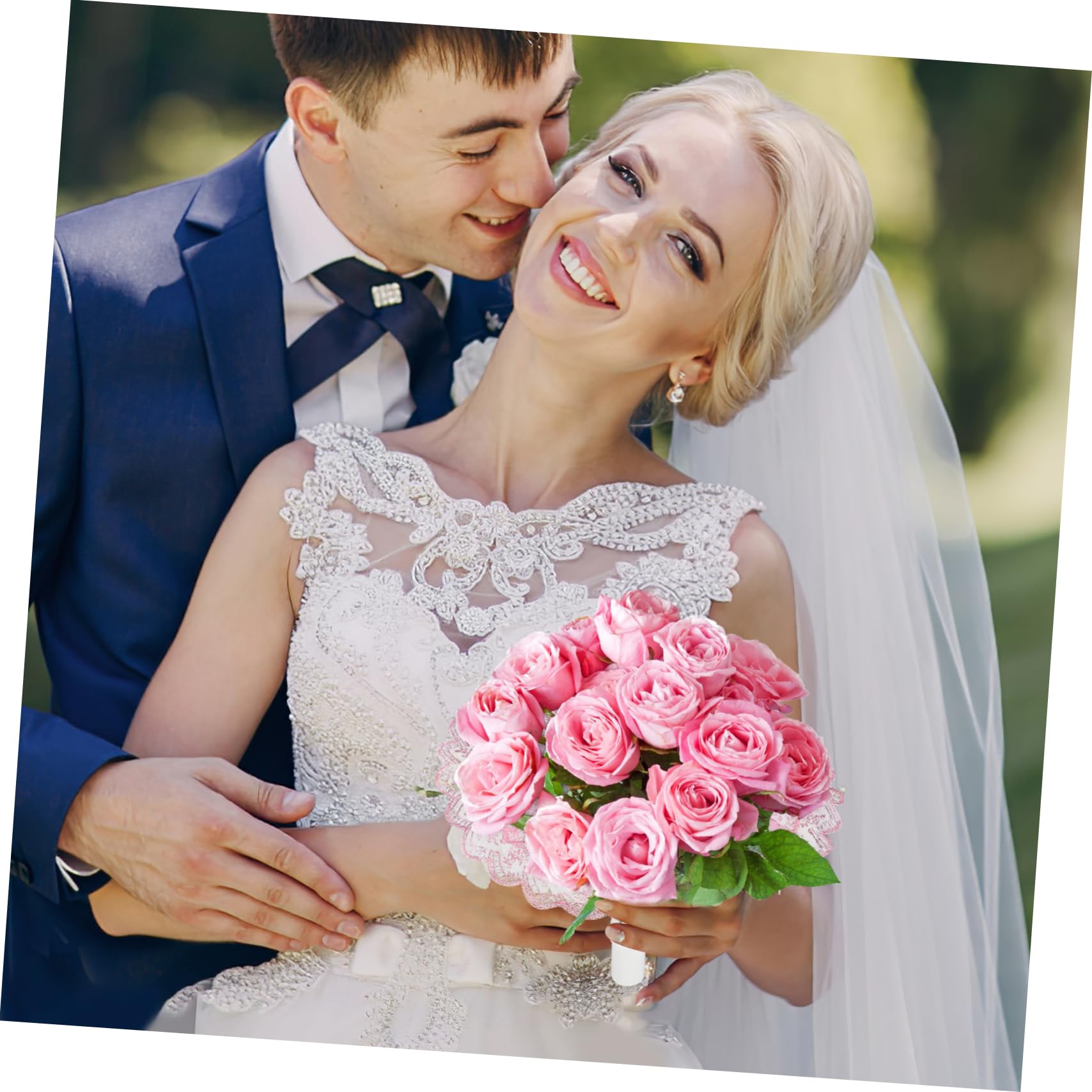 Sewroro 108 Piezas Soportes para Ramos de Novia con Encaje Base Antideslizante para Diy Ramos de Flores Artificiales Bodas y Decoración Floral