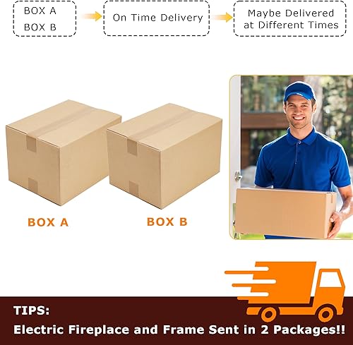Miniatura 6 de Chimenea eléctrica de 46 pulgadas con repisa, estufa de leña portátil independiente con control remoto, calentador de chimenea reemplazable de 23