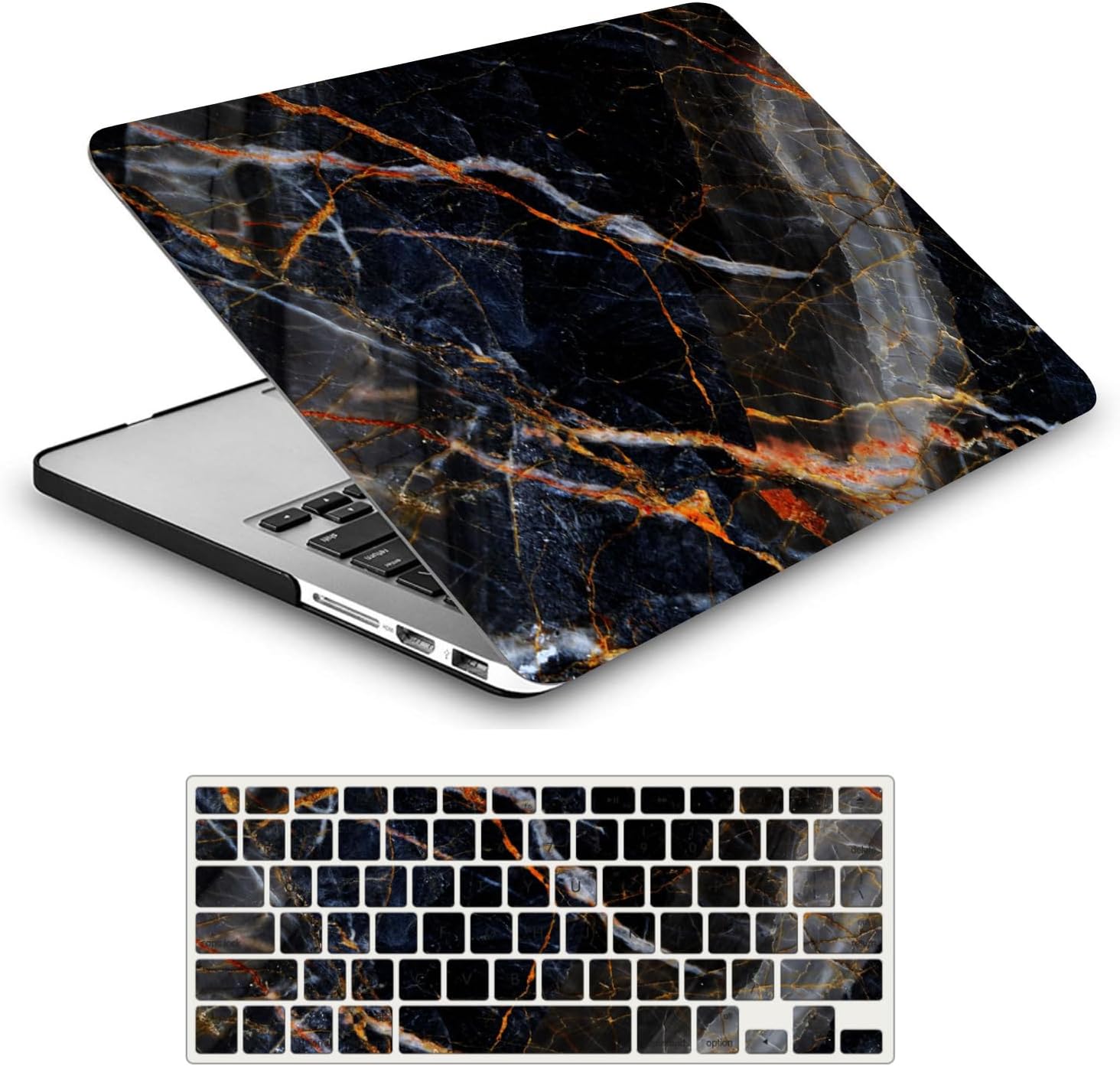 Case Compatible with MacBook Air 13.6 Inch 2022 2025 Release A2681 A3113 A3240 with Liquid Retina Display Plastic Hard Case Cover & Keyboard Protector Golden Marble