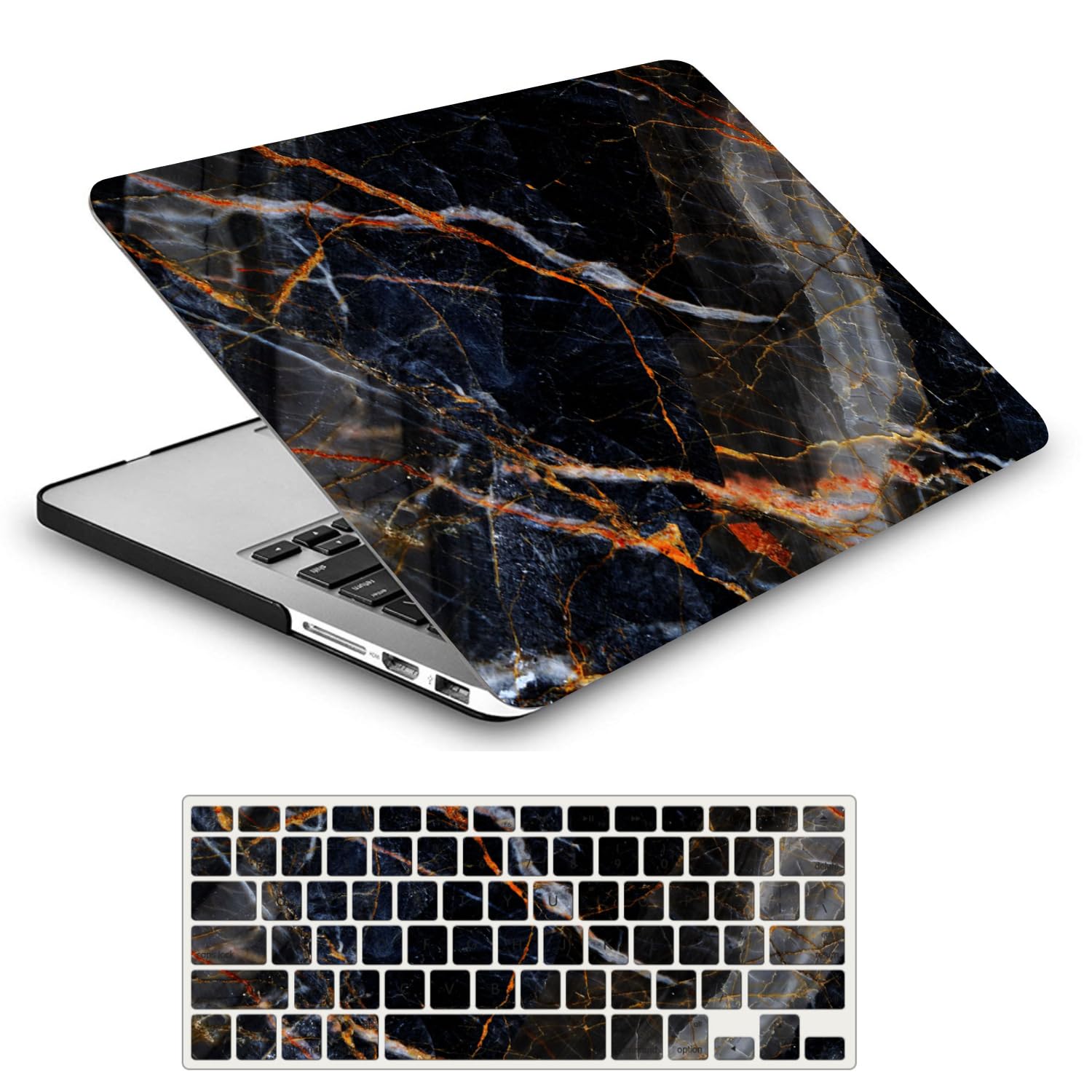 Coque Compatible avec MacBook Air 13,6 Pouces Modèle A2681 A3113 A3240 avec Liquid Écran Retina, Mince Plastique Housse de Protection Étui Rigide & Couverture du Clavier, Marbre doré