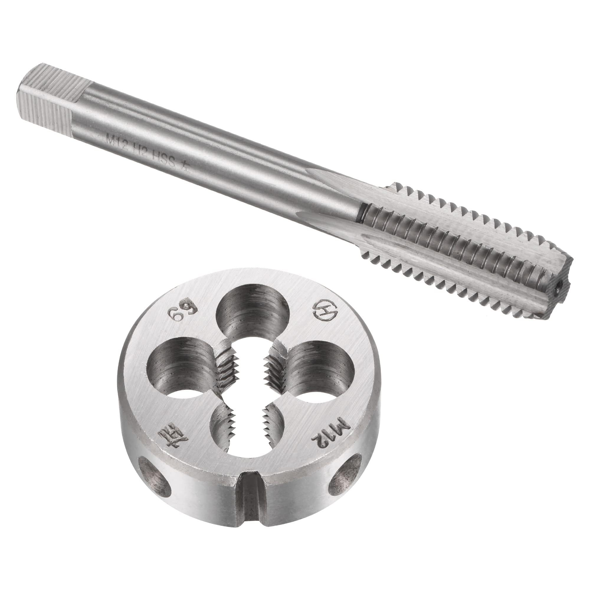 TA-VIGOR Tap and Die Sets, M12 x 1.75 Metric Left Hand Screw Thread Straight Flute Tap with Round Threading Die