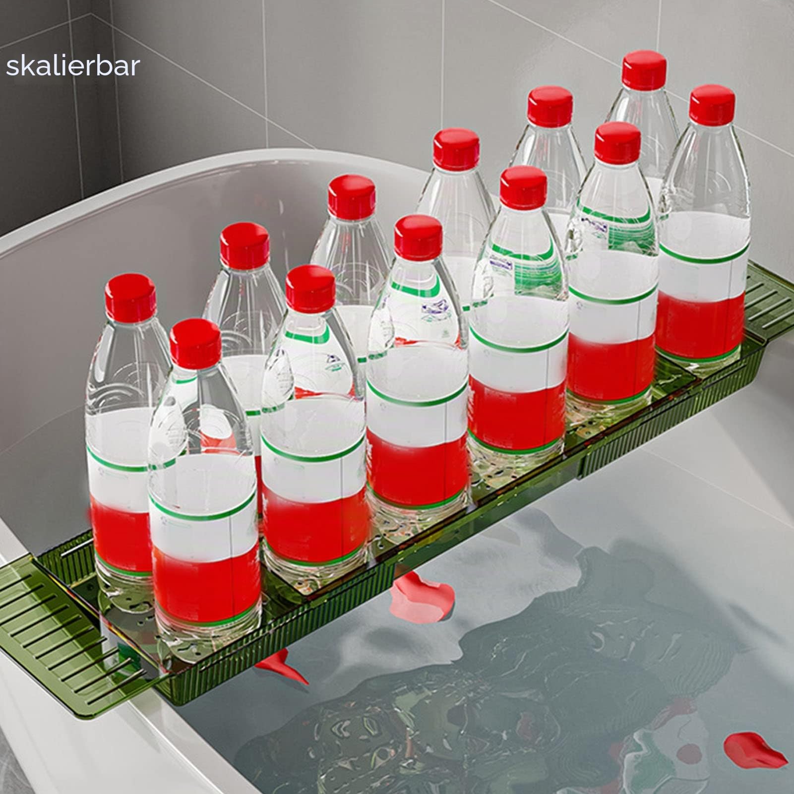 Alvinlite Badewannen-Caddy-Tablett, Erweiterbares Abfluss-Badezimmer-Regal, Caddy-Tablett, Badezimmer-Theken-Organizer, Badewannen-Aufbewahrungsregal, Badewannen-Zubehör Und Badezimmer-Gadgets(Grün)
