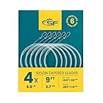 SF 6PCS Pre Tied Loop Fly Tapered Leader Nylon Fly Fishing Trout Leader Line 9FT-4X