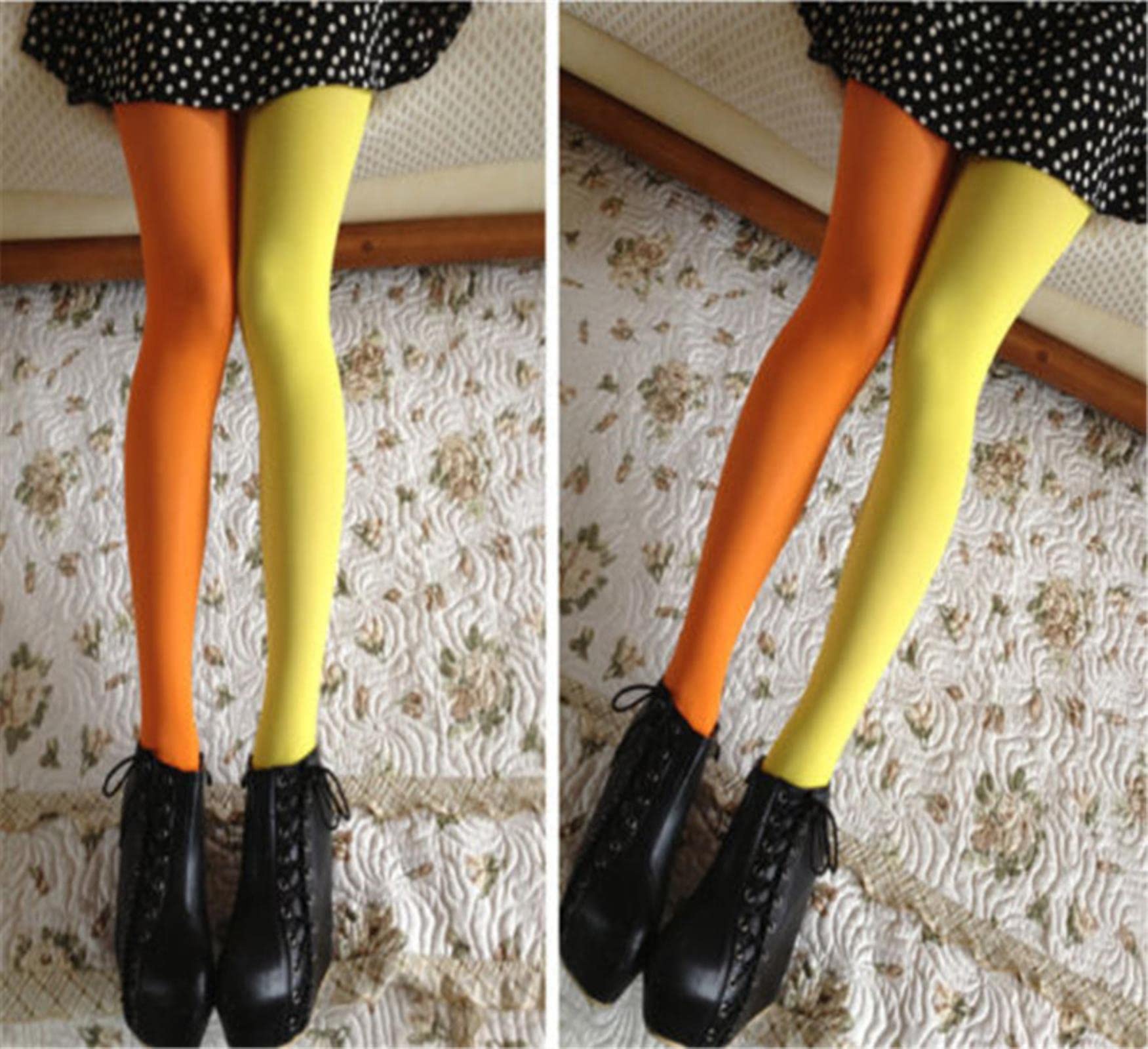 Calze Sexy da Donna Collant con Piedi Patchwork Collant Elasticizzati Calze di Seta Elastiche a Due Colori Gambe magre Collant Sexy (IA)