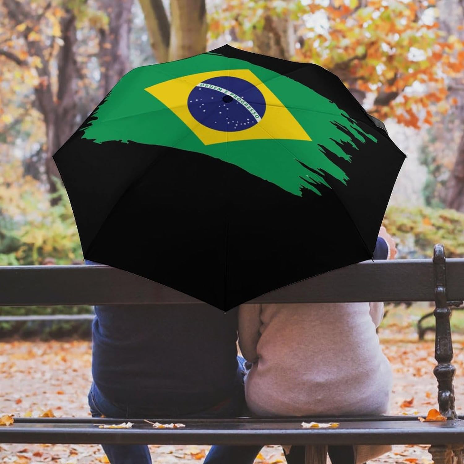 Brazil Flag Travel Umbrella for Rain Windproof Sun Umbrella Portable Lightweight Folding Car Umbrella