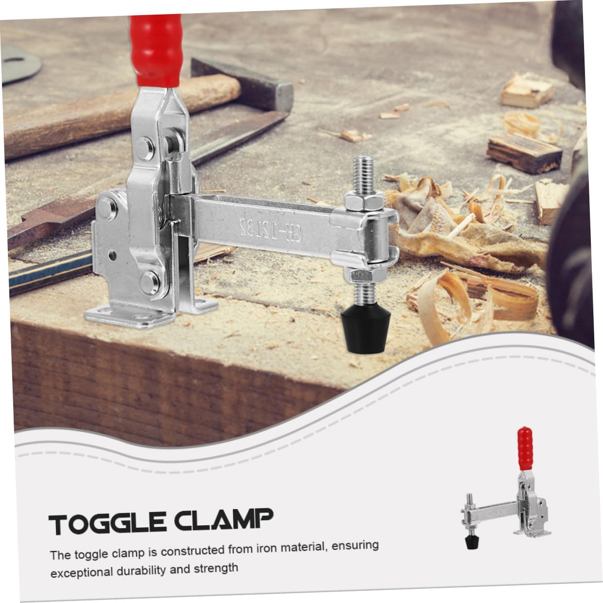 2pcs Welding Toggle Clamps Quick Fixed Hold down Clamps Rubber Tips Iron Workshop Location for Woodworking and Welding Fixtures