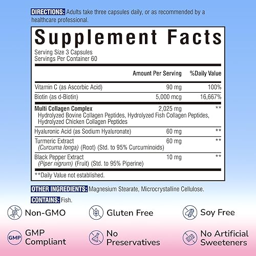 Miniatura 4 de Péptidos multi del colágeno 180 cápsulas y polvo multi 16oz de los péptidos del colágeno