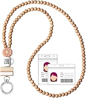 Vista 10 de Cordón para profesores, cordón con soporte para identificación, cordones para tarjetas de identificación, llaves, cordón de cuentas de madera