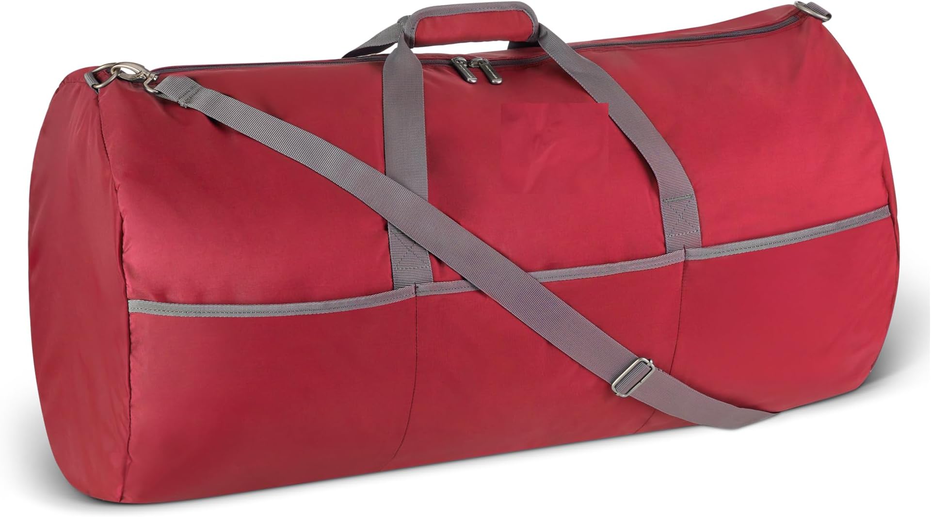 Amazon Essentials 32.4” (82.3cm) Extra Large Foldable Nylon Duffel Bag for Travel/Storage with Zipped Pockets, 9,254 Cubic Inch (150L), 50-LBS Capacity, Red (Previously Amazon Basics)