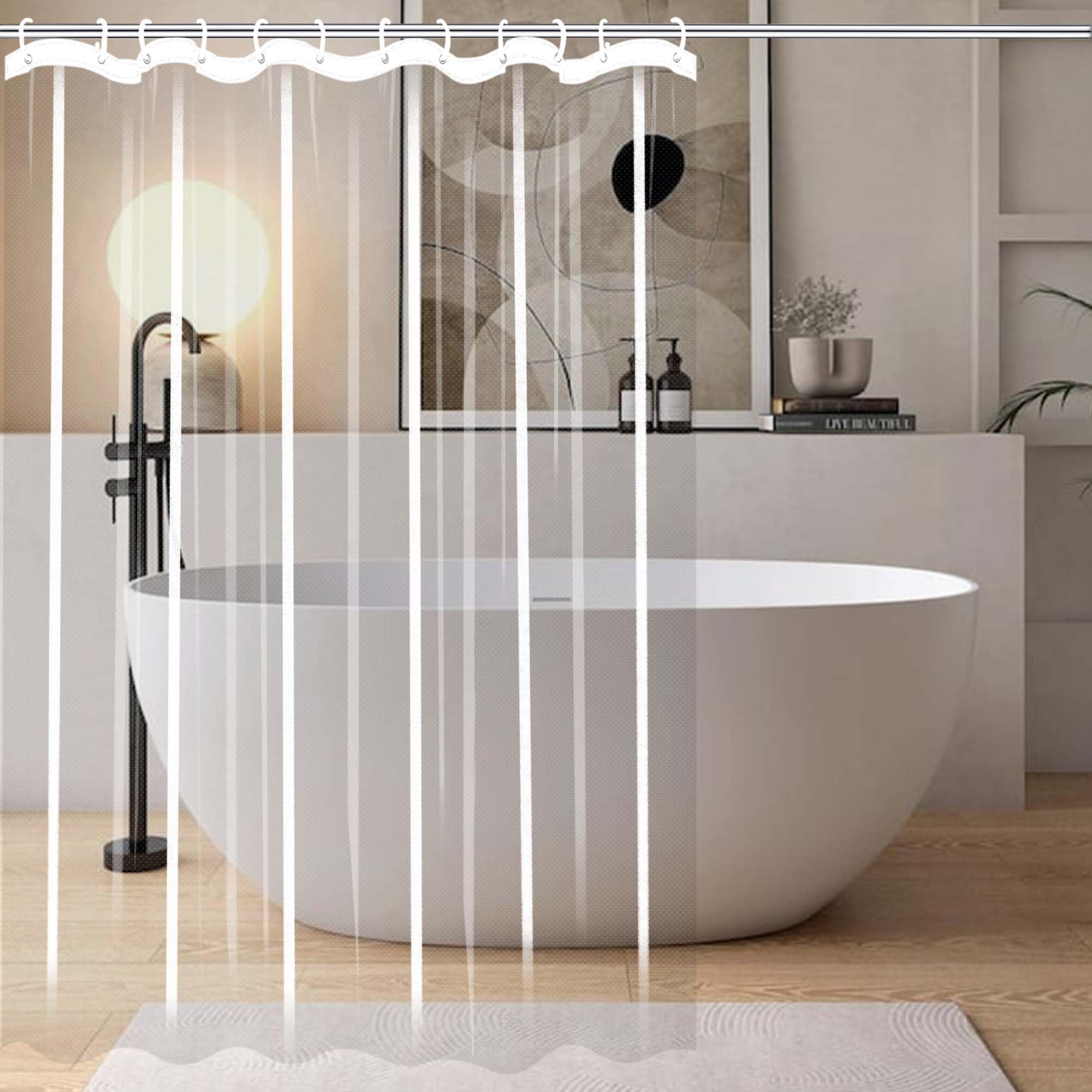 Rideau douche anti moisissure 255x195 étanche avec crochets fournis