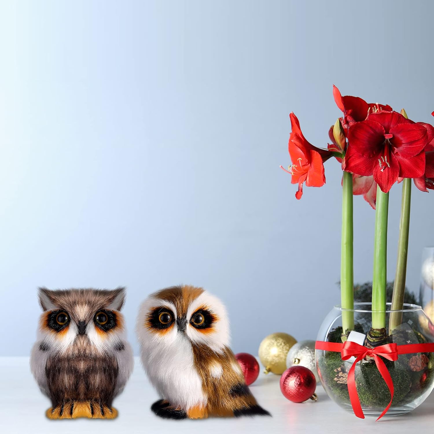 Sratte Christmas Owl Ornament Furry Owl Ornaments Cute Hanging Animal Decoration for Christmas Tree Carnival Party(Brown,12 Pcs) - Image 5