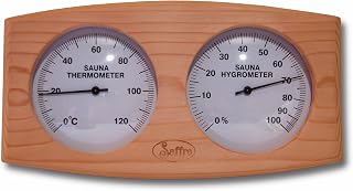 Sauna Thermometer and Hygrometer, Beautiful Sauna Accessories with Red Cedar for a Great Looking Sauna Room - Temperature and Humidity Indoor Measurement for Your Home Sauna