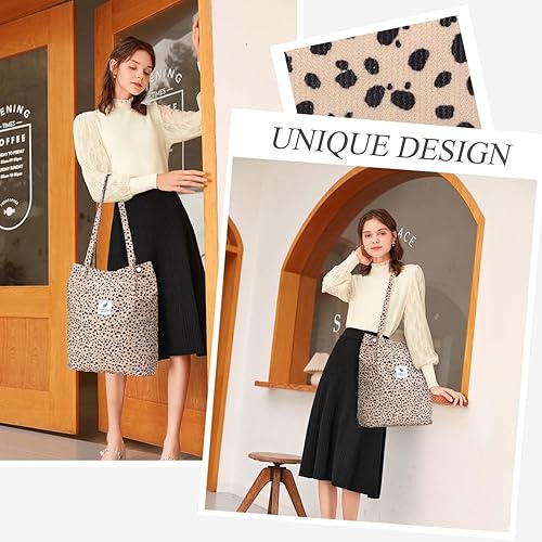 Vista 293 de Tote - Bolsa de hombro reutilizable de pana de gran capacidad con bolsillos interiores para mujeres y niñas Rayas