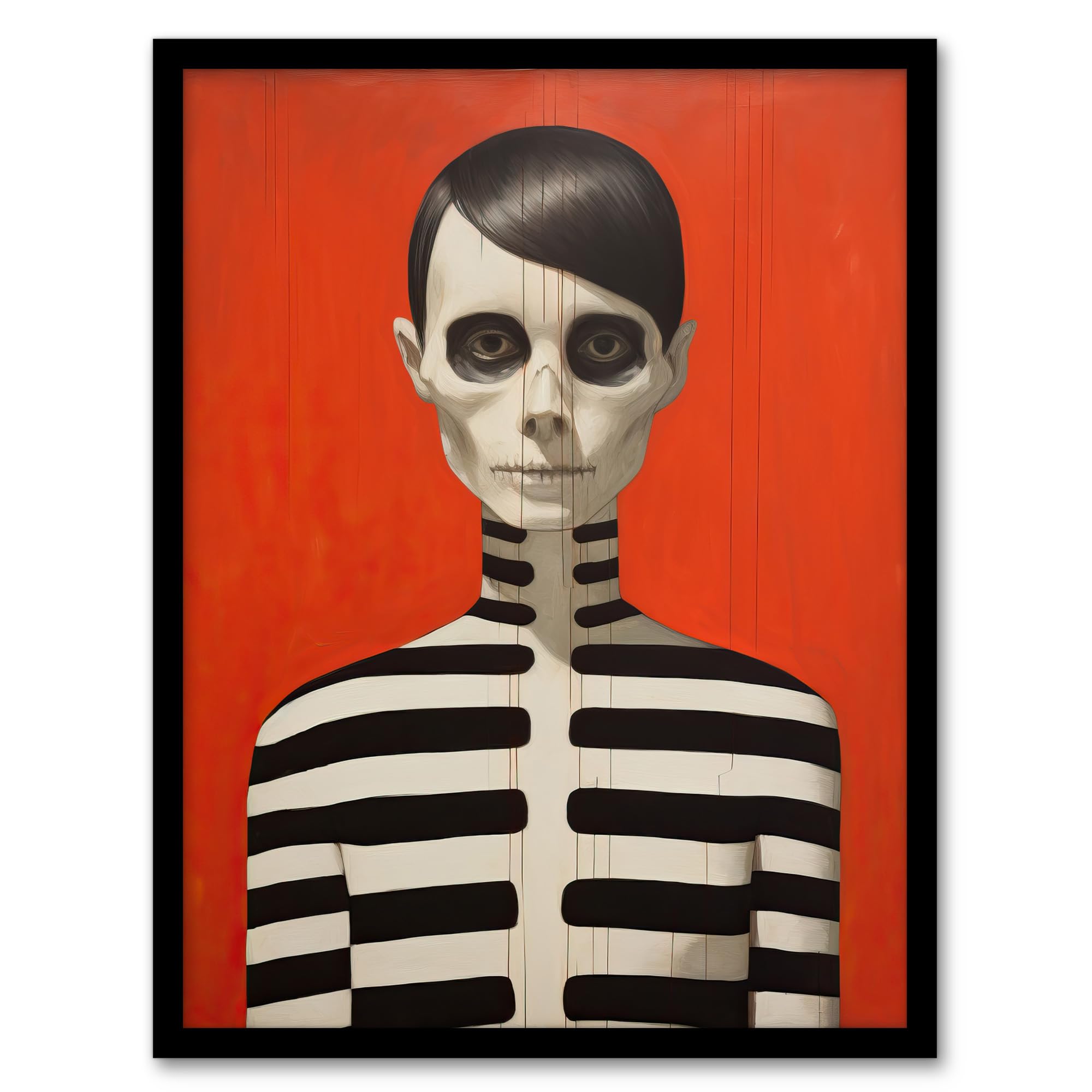 Ryan Ramirez Emo Phase Black Orange Coral Skeleton Art Print - Framed Poster Wall Decor