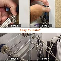 Vista 7 de Blutoget - Mangueras trenzadas de acero inoxidable para lavadora de 15 pies de largo, líneas de agua fría y caliente, interfaz estándar de 3/4