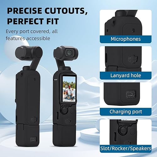 Miniatura 5 de BRDRC Funda de silicona Pocket 3, protector de lente resistente a los arañazos, compatible con DJI OSMO Pocket 3 Creator Combo Accesorios (gris)