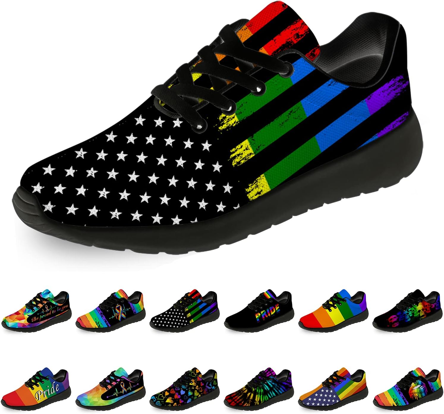 LGBTQ Shoes for Men Women Running Shoes Womens Mens Walking Tennis Sneakers LGBT Rainbow Gay LGBTQ Flag Shoes Gifts