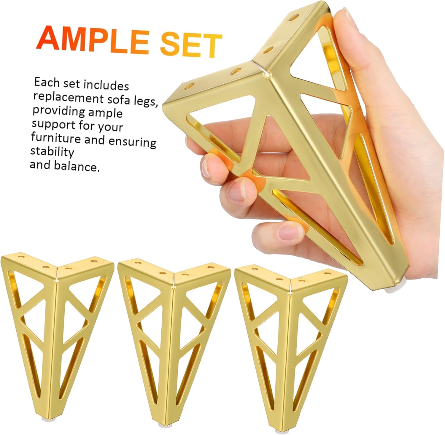 4pcs Heavy Duty Metal Furniture Legs Stylish Replacement Sofa and Cabinet Supports for Tables Nightstands and Benches Height Versatile Design