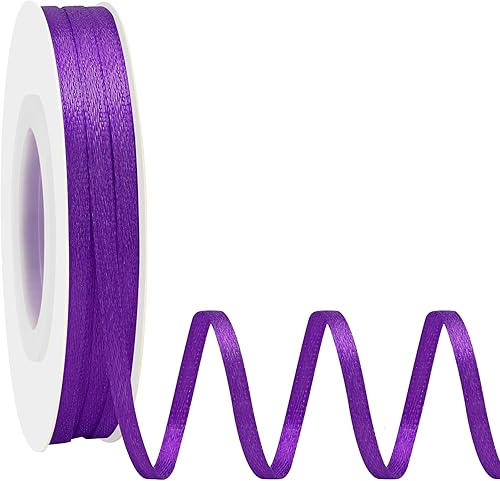 Miniatura 34 de Cinta de satén rosa polvoriento de doble cara de 1/4 pulgadas x 50 yardas, cintas de poliéster polvorientas para envolver regalos, cinta de tela