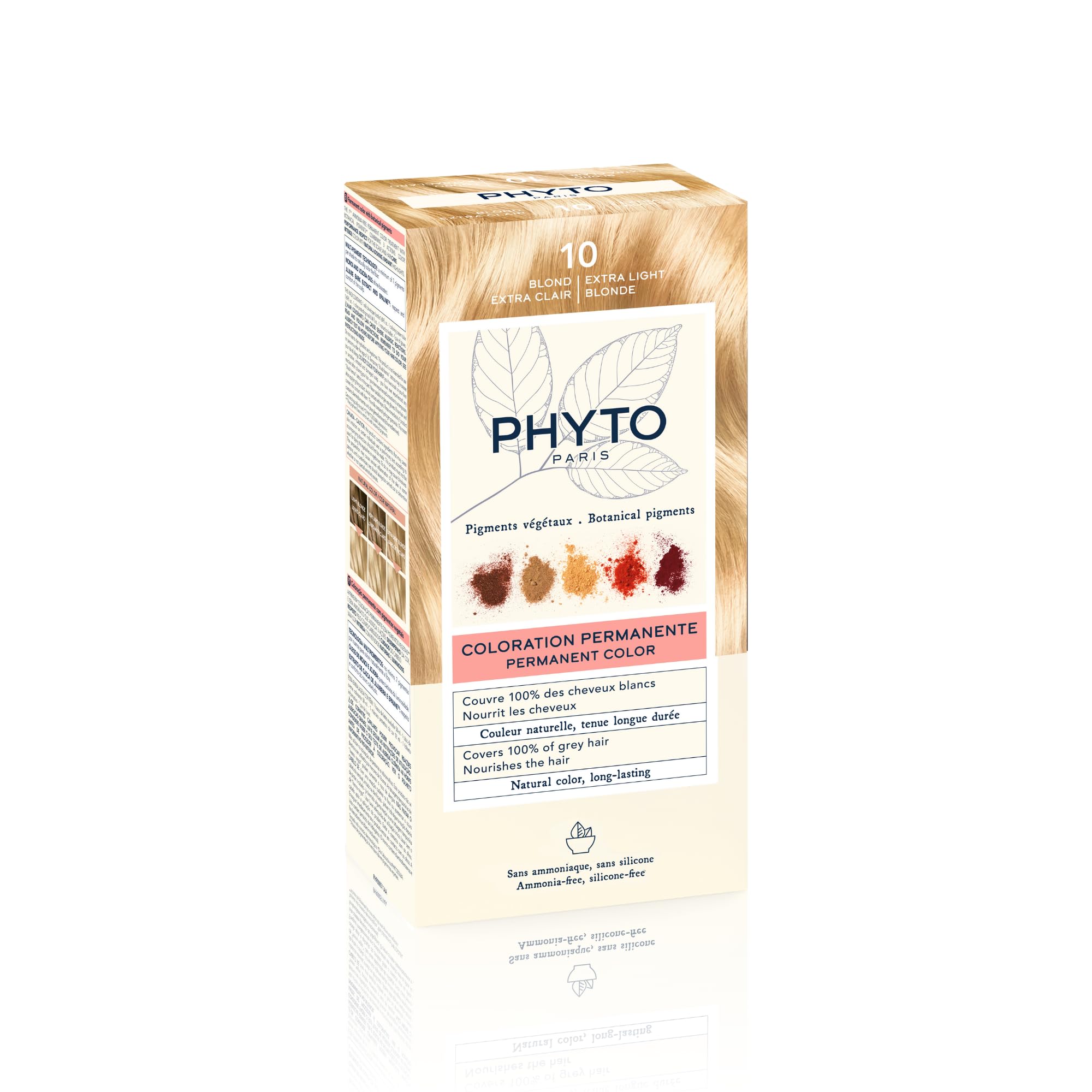 PHYTO Phytocolor Permanent Hair Color with Botanical Pigments, 100% Grey Hair Coverage, Ammonia-free, PPD-free, Resorcin-free, 0.42 oz
