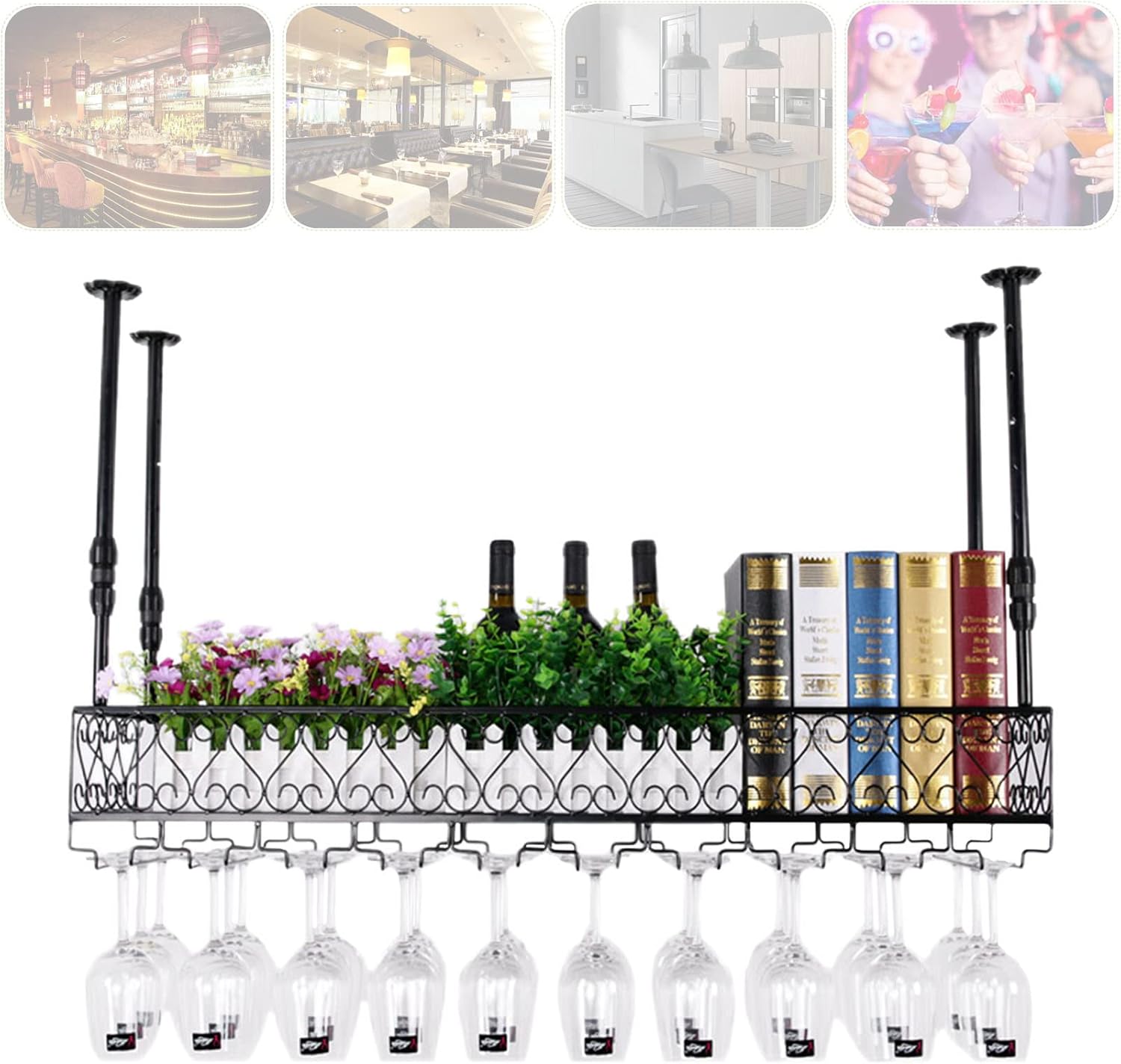Under Wine Rack Glasses Holder Stemware Goblet Holder Kitchen
