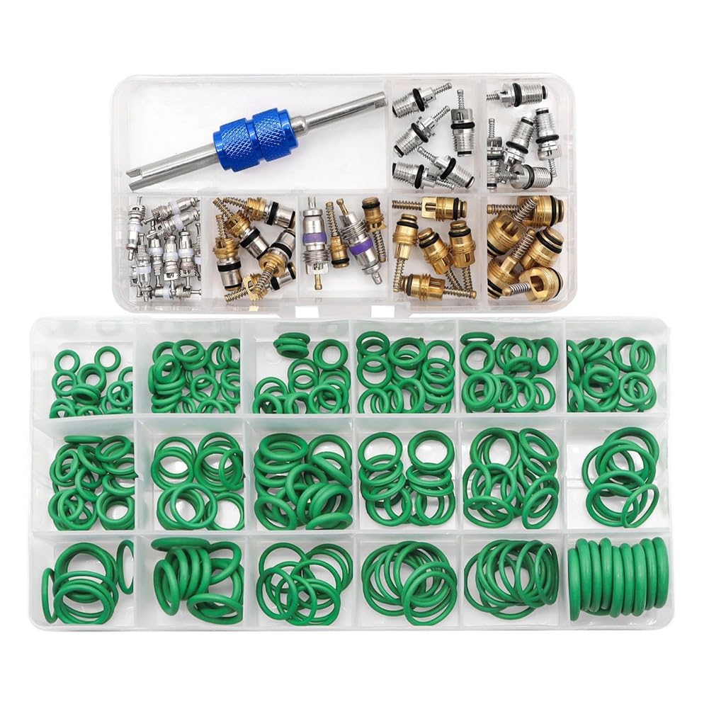 Car Air Conditioning Repair Kit, 270 Pieces O-Rings + 40 Piece Air Conditioning Valve Core Assortment with Removal Tool