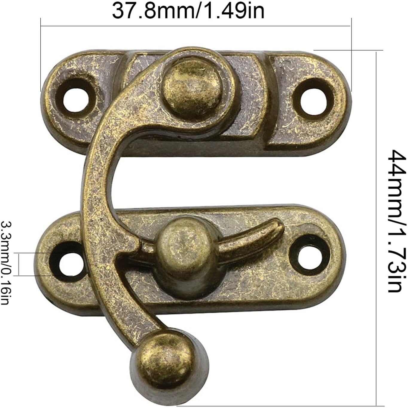 Vintage Swing Arm Lock Left and Right Swing Hook Lock for Luggage/Jewelry Box/Toolbox Adjustable Latch Classical Style 4PCS (1.73 * 1.5inch)