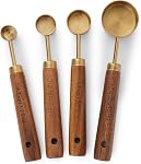 Measuring Cups and Spoons Set with Wood Handles, Premium Stainless Steel Measuring Spoons and Measuring Cups Set (Gold-4 Cups & Spoons)