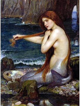 Wee Blue Coo John William Waterhouse Mermaid Old Master Painting Art Print Poster Wall Decor 12X16 Inch