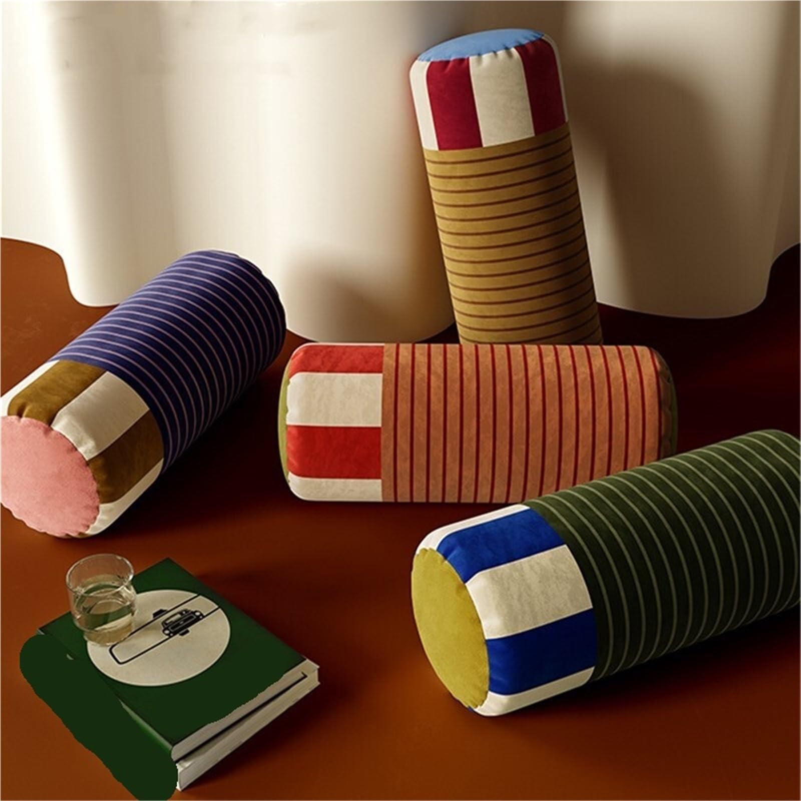 Coussin Cylindrique Oreiller à col Rond en Rouleau, Soutien Cervical, taie d'oreiller, traversin cylindrique avec Housse Amovible Lavable, Velours léger de Luxe
