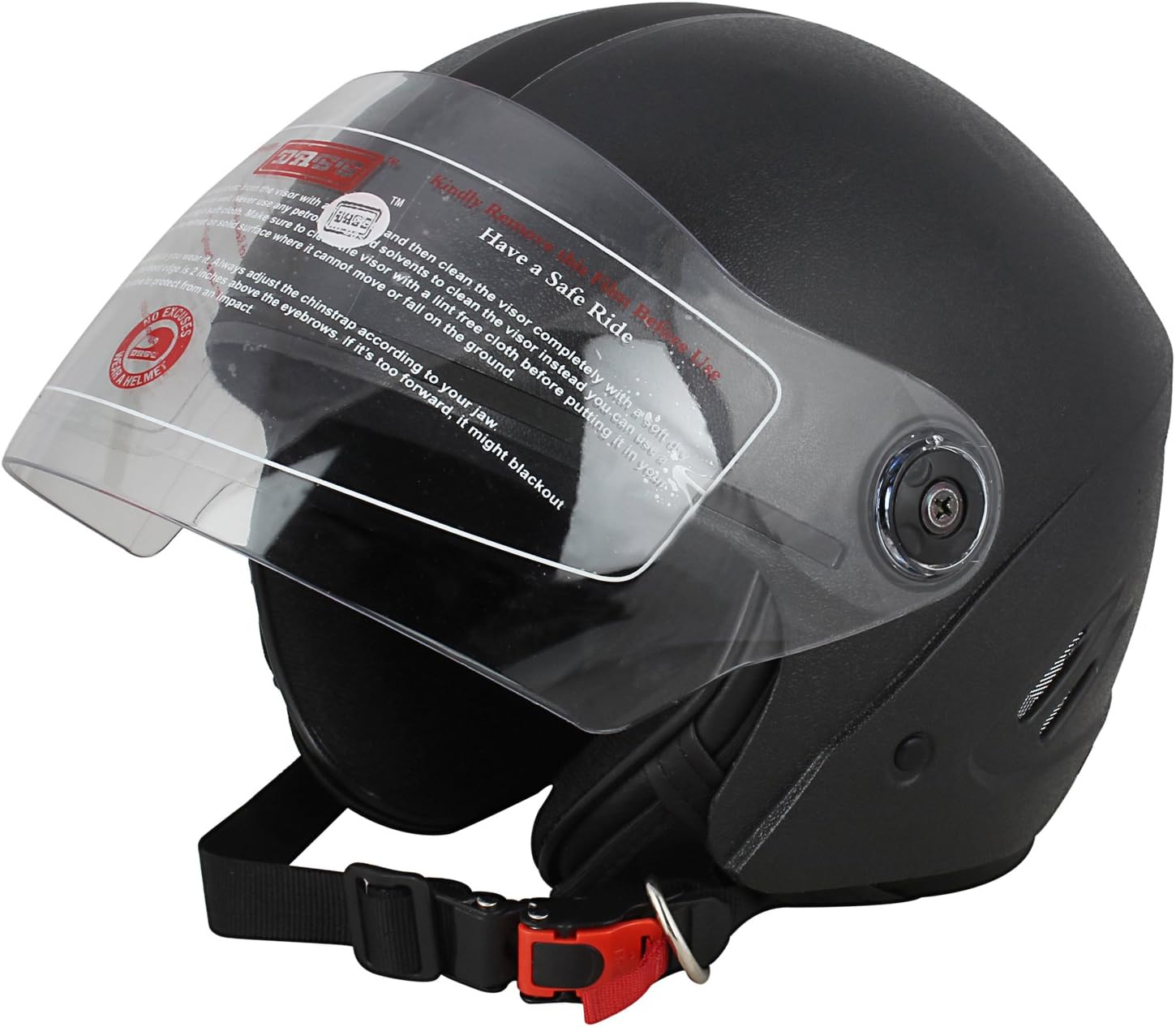 Dass Getz Open Face Helmet ISI Certified Open Face Helmet Black (Size 580MM) / ISI Certified Large Full Face Helmet