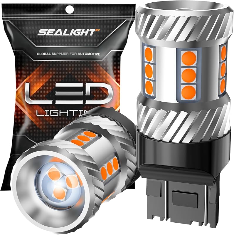 Lâmpadas LED de seta SEALIGHT 7443/T20/W21W âmbar 2700K – Kit com 2 unidades