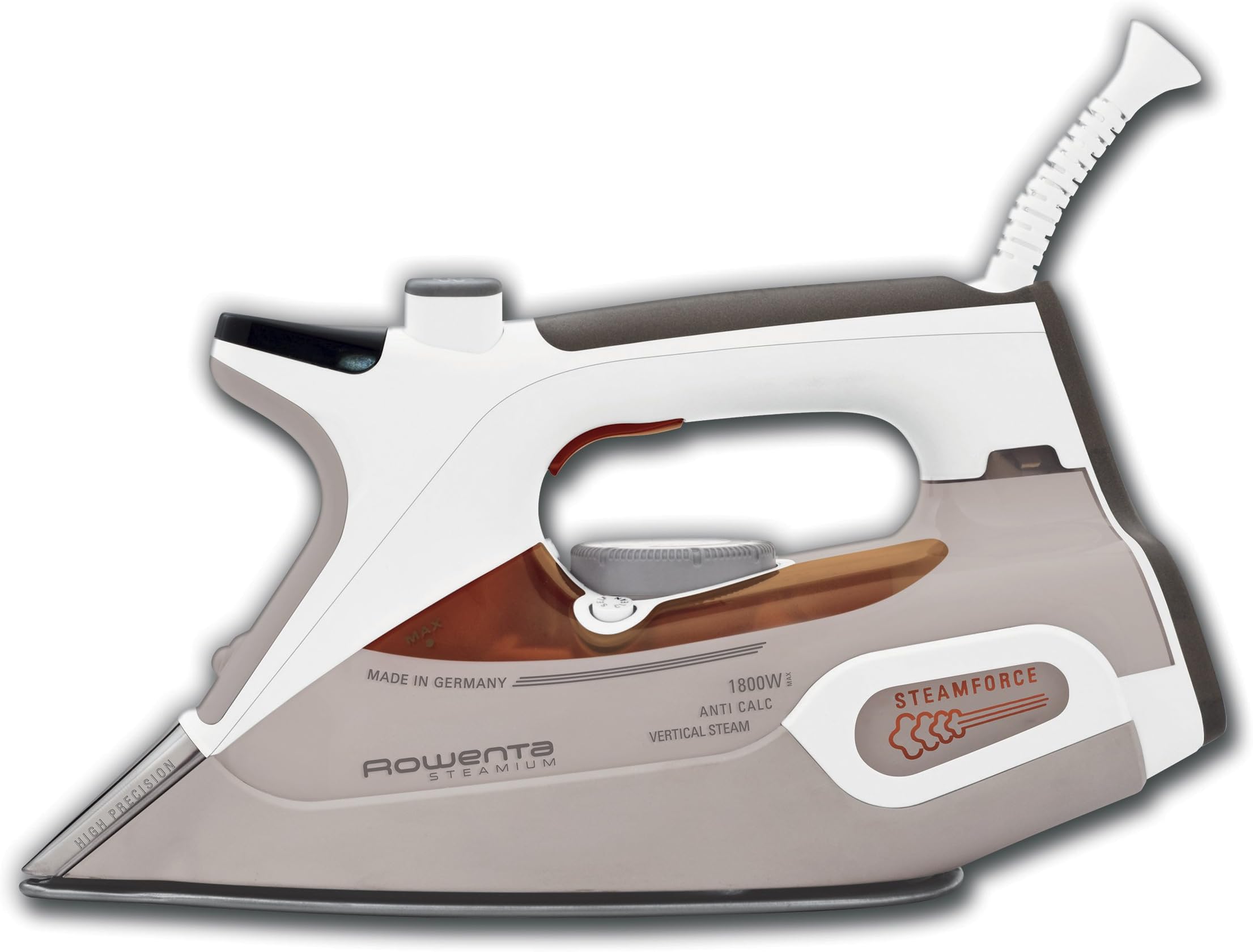Rowenta DW9081 Steamium 1800-Watt Professional Steam Iron with LCD screen Stainless Steel Soleplate with Auto-Off, 400-Hole, Brown