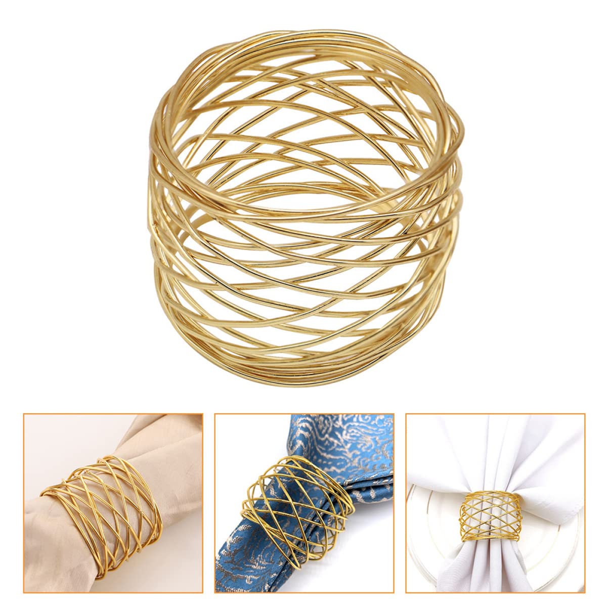 Zerodeko 12stücke Kreative Goldene Metall-serviettenringe Aus Draht Eleganter Tischdekoration Für Zuhause Hochzeiten Und Feierlichkeiten Langlebig Und Vielseitig Einsetzbar