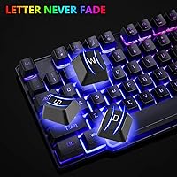 Vista 5 de RGB Gaming Keyboard and Colorful Mouse Combo,USB Wired LED Backlight Gaming Mouse and Keyboard for Laptop PC Computer Gaming and Work,Letter