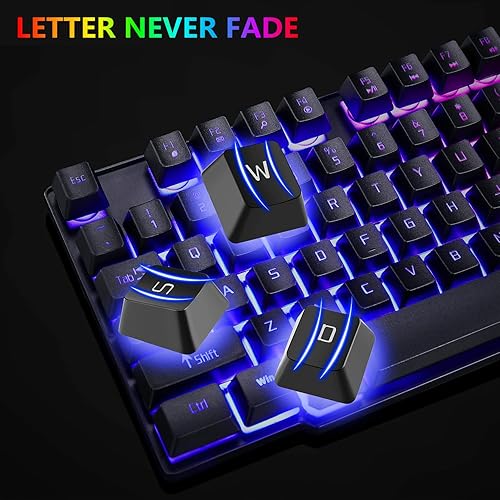 Miniatura 5 de RGB Gaming Keyboard and Colorful Mouse Combo,USB Wired LED Backlight Gaming Mouse and Keyboard for Laptop PC Computer Gaming and Work,Letter