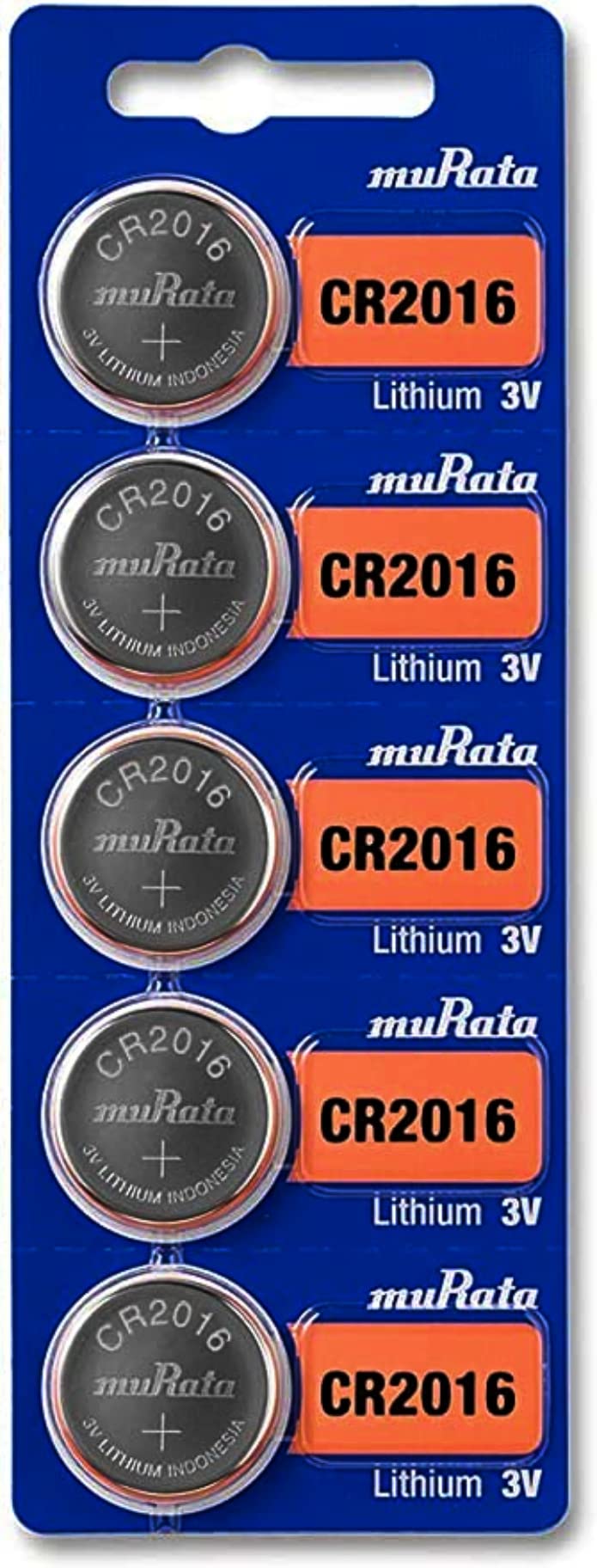 muRata Cr2016 Battery 3v Lithium Coin Cell (Pack of 5 Pieces)