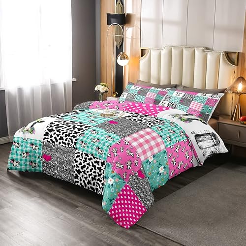 Miniatura 2 de Juego de ropa de cama Kawaii para niñas, tamaño individual, lindo estampado de vaca lechera, decoración de habitación, juego de ropa de cama de