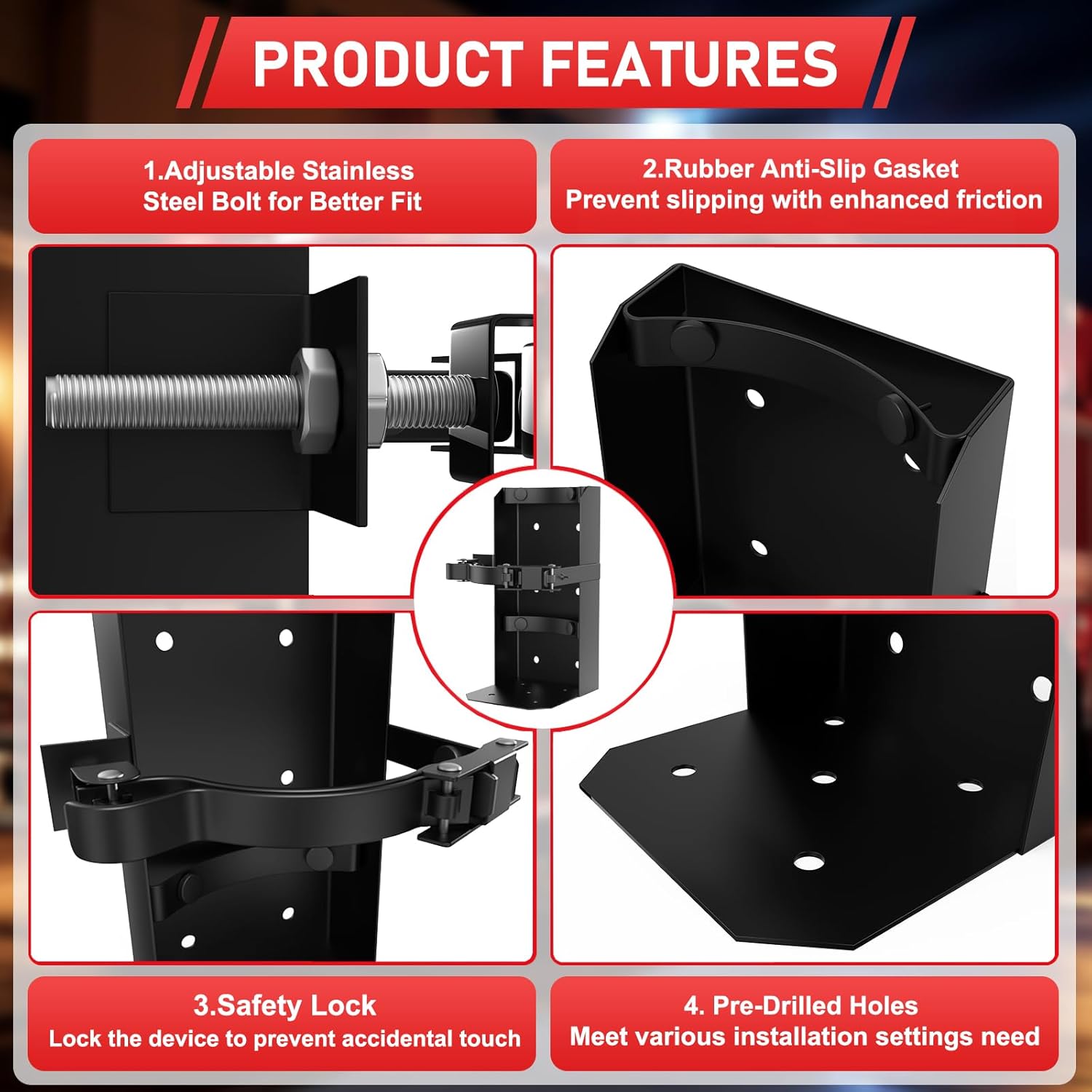 Fire Extinguisher Mount, Heavy Duty Fire Extinguisher Bracket Fits 5lb Dry Extinguisher for Car School Home Garage Laboratory and Vehicle Perfect for Wall Mount,1pcs, Black