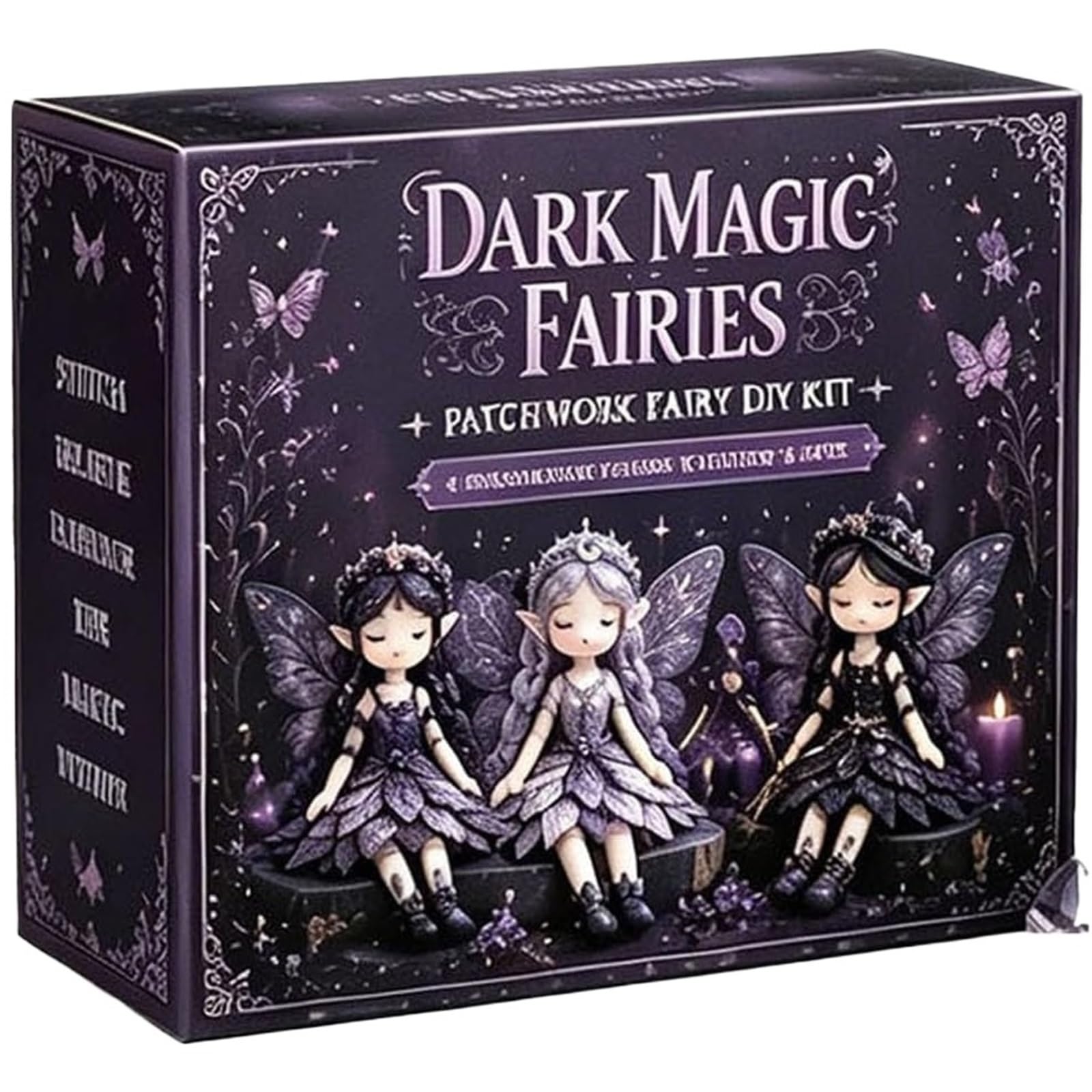 Handmade Fairy Sewing Kit Fairy Patchwork DIY Collection, Handmade Sewing Kit, Fun Flower Fairies, Make Winged Elf Cloth Doll(Dark Magic)