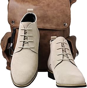 rismart Men's Suede Chukka Boots Plain Toe Lace Up Oxfords